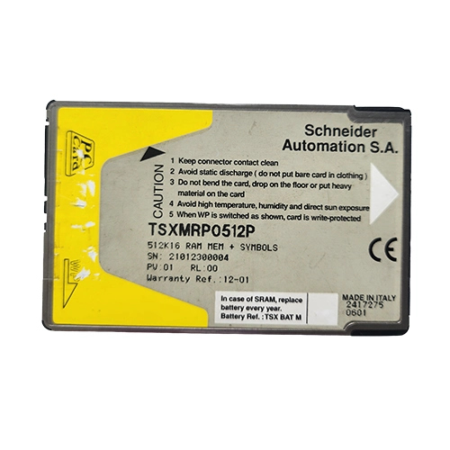 Cartouche mémoire TSXMRP0512P Schneider Electric SRAM PCMCIA 512 K mots pour automate Modicon Premium.